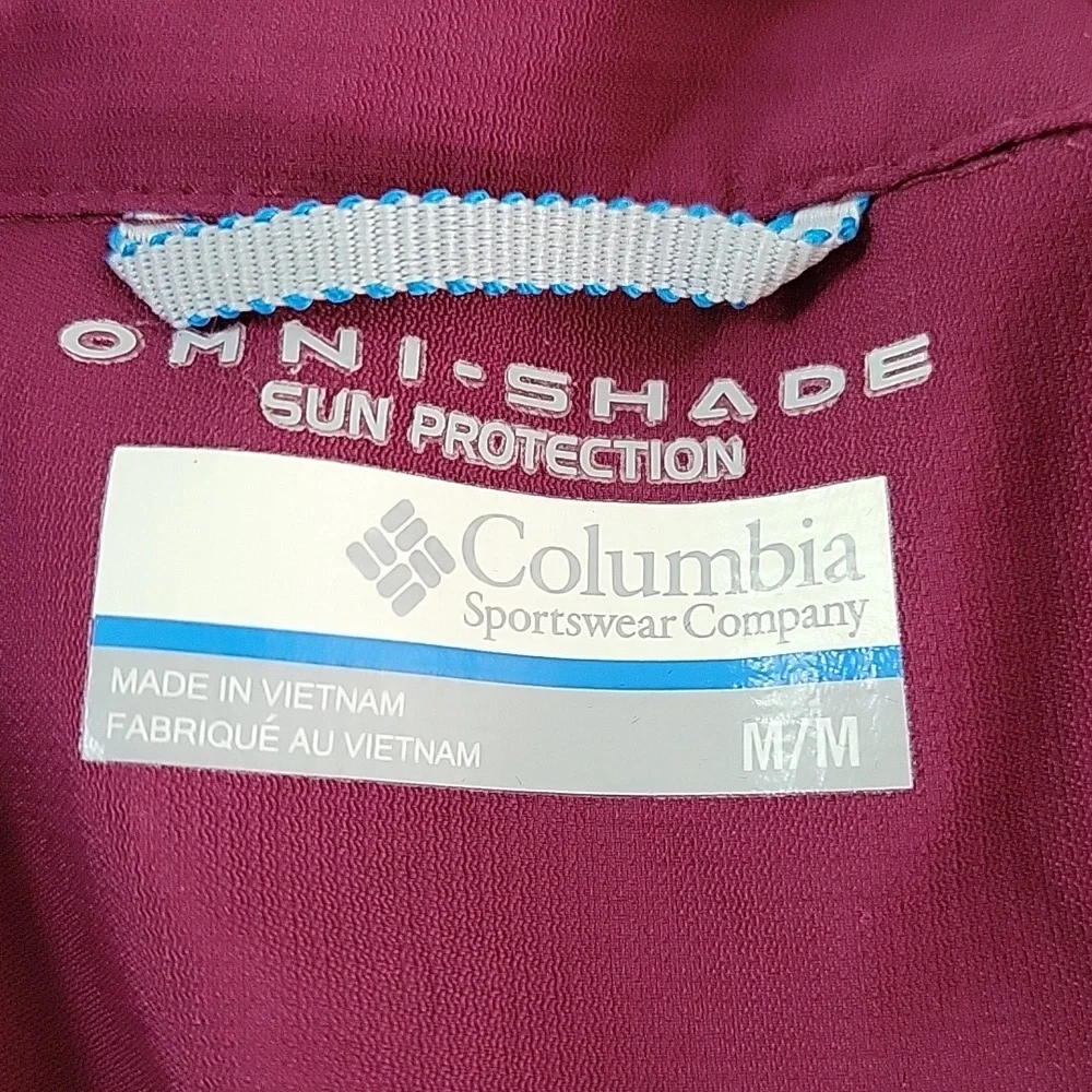 Columbia Omni Shade Womens Long Sleeve Button Down Top Sz M Purple - Picture 3 of 5